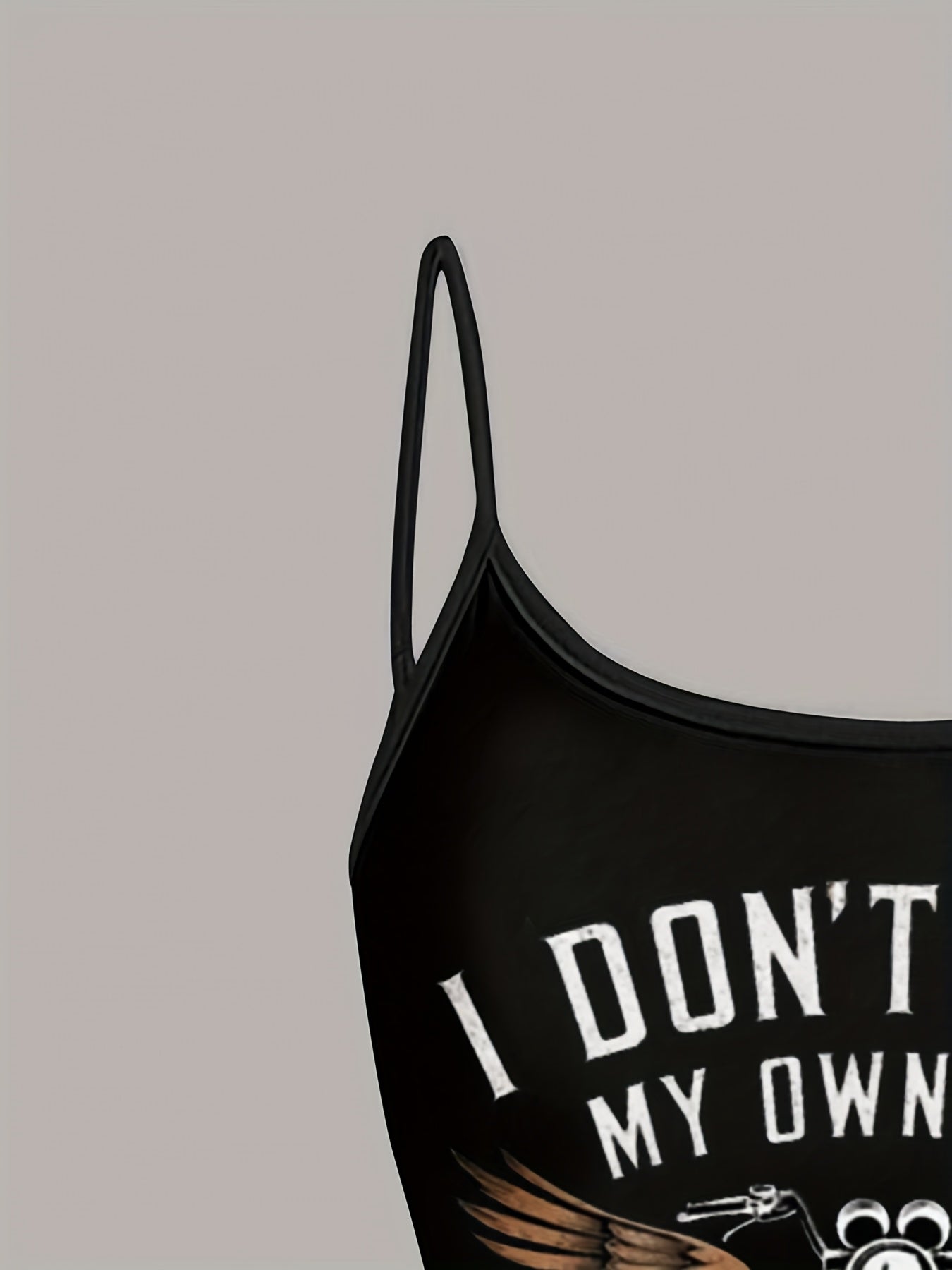 EZwear Women'S Retro Motorcycle & Maple Leaf Print Cami Top - Sexy Sleeveless Summer Tank with "I Don't Ride My Own Bike" Graphic, Black Polyester, Perfect for Casual or Motorcycle Enthusiasts, Motorcycle Enthusiast Gear | Ed