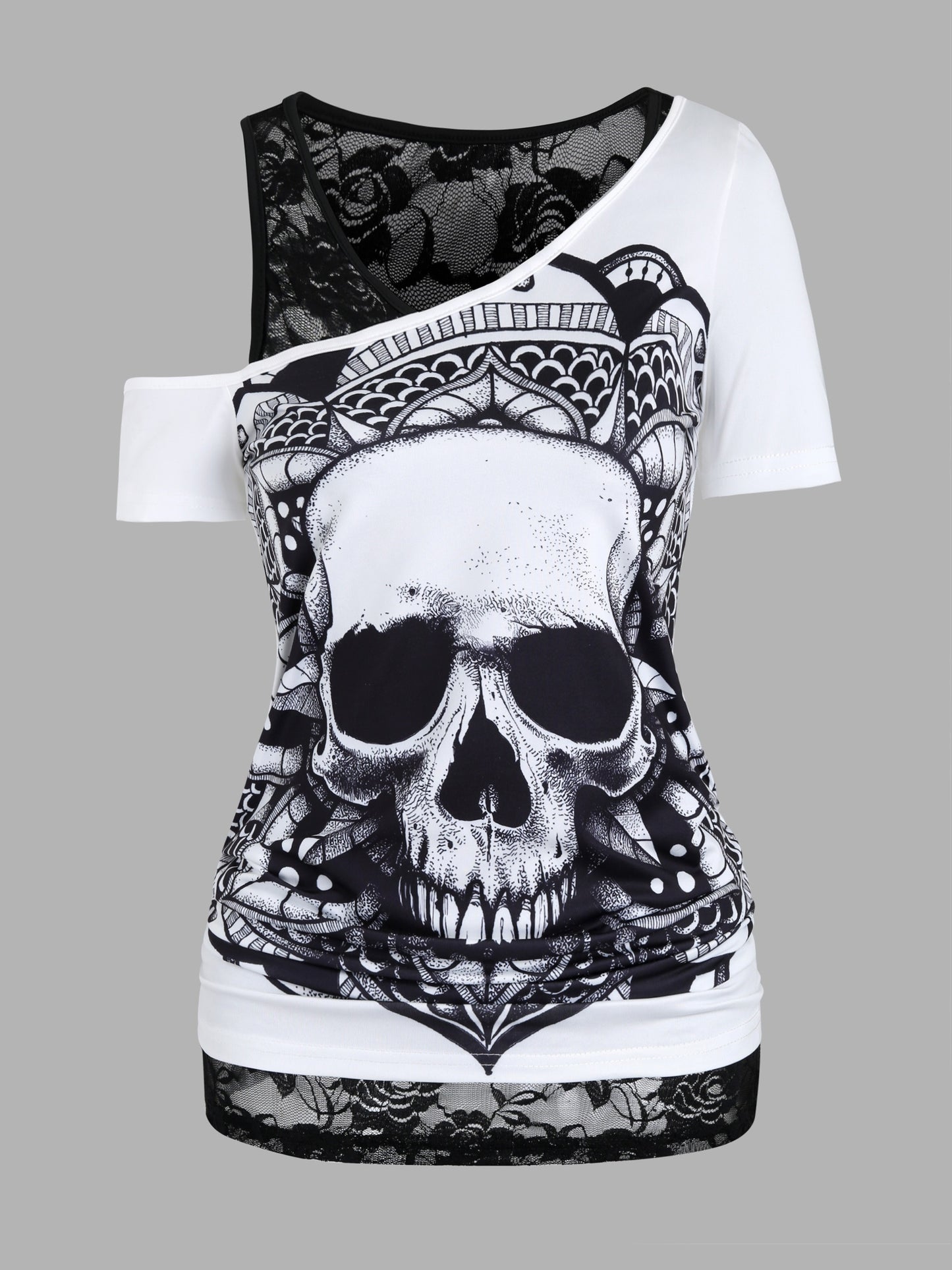 Dark Patterned Lace Two-Piece T-Shirt - Targeted Development for Stylish Casual Wear