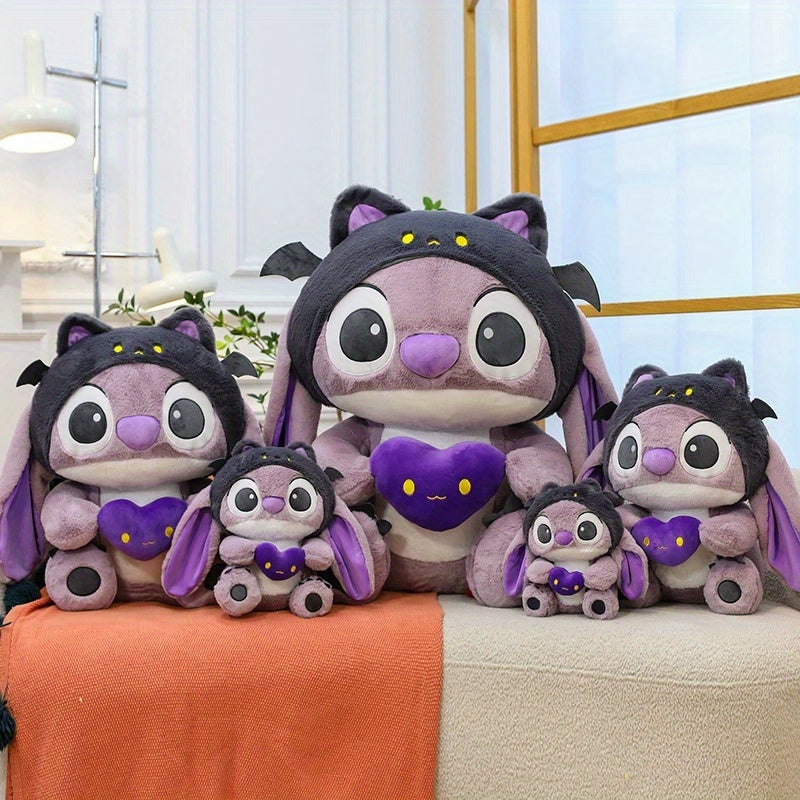 1pc Dark Devil Stitch Halloween Plush Toy - Purple Demon Anime Statue with Heart-Shaped Design, Cute Cartoonish Plush for Teens, Perfect Gift for Halloween, Christmas, Valentine's Day, Dorm & Car Decor