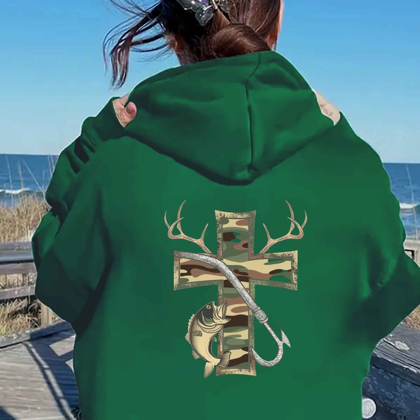 Teediy Cross with Camouflage Pattern Women'S Casual Hoodies
