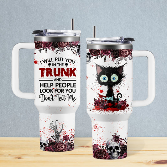1pc Horror Cat Coffee Mug, Halloween Stainless Steel Insulated Cups 40oz, Halloween Cat Cups with Lids And Straws, Halloween Coffee Cups, Large Capacity Coffee Cup, Stainless Steel Insulated Cup with Handle, Horror Cat Cup, W