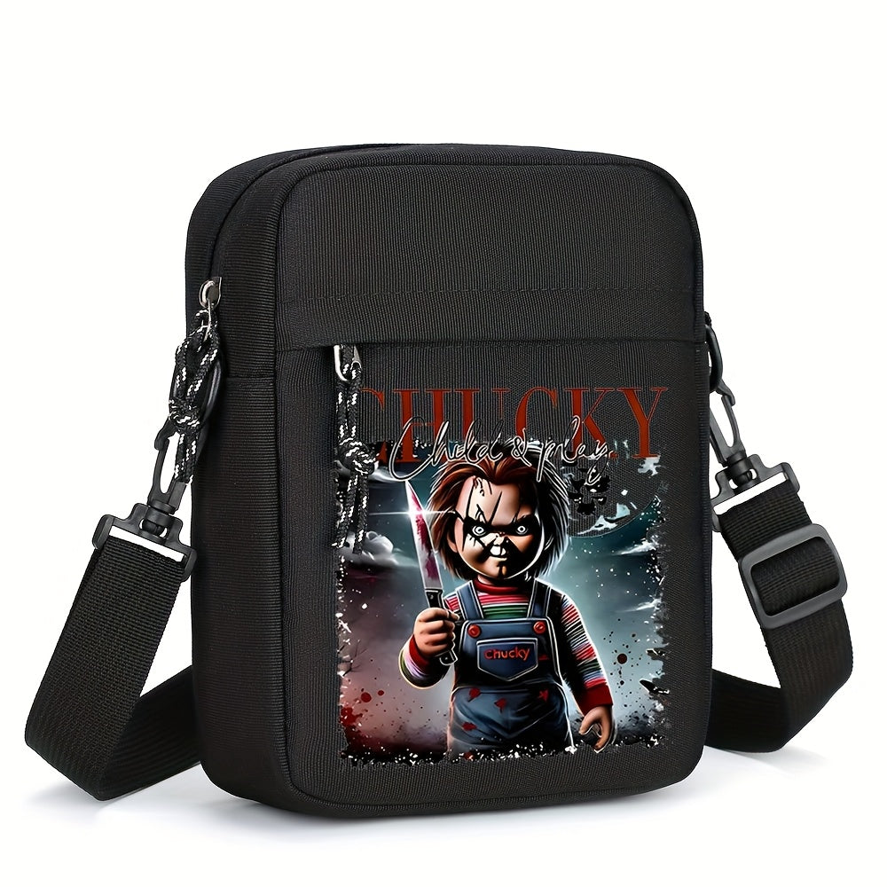 HUOHUO Men'S Oxford Crossbody Bag - Adjustable Strap, Black with White & Red Graphic Design, Perfect for Daily Commute & Street Style, Casual Shoulder Bag|Stylish Crossbody|Durable Oxford Material, Clown Bag, Red/crossbody/ba