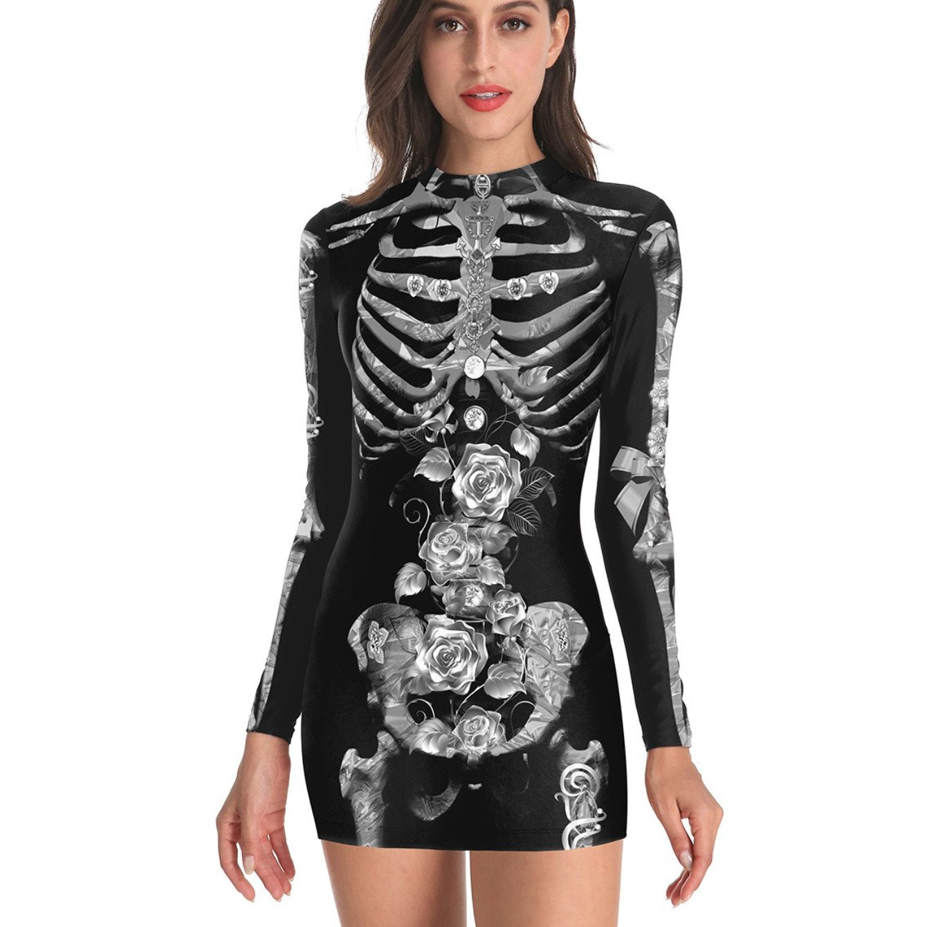 Women's Sexy Nurse Costume - Glow in The Dark Cross Uniform, Stretchy Bodycon Dress with White Cross & Red Print, Hand Washable Role Play Outfit for Halloween, Themed Parties & Cosplay (Adults)