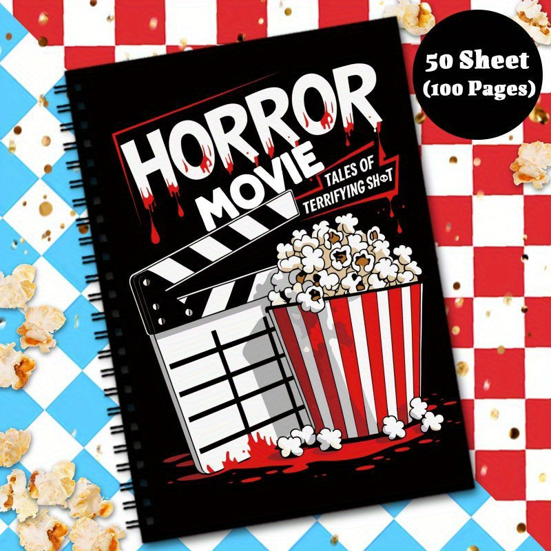 1pc Horror Movie Watching Logbook, Film Log Review Journal Notebook, Watch, Review And Record Horrible Films, Gift for Cinephiles Buffs Terror Movies Lovers, 50Sheet (100Pages)