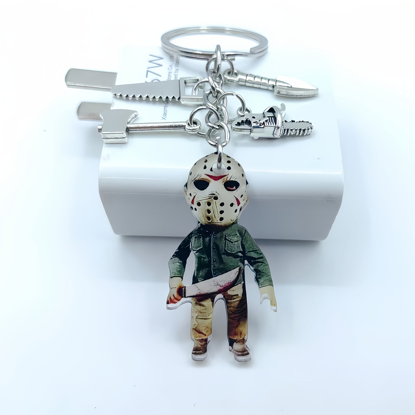 Horror-Themed Keychain with Masked Figure - Zinc Alloy, Durable & Stylish, Perfect for Backpacks & Bags, Ideal for Valentine'S Day Gift, Unique Gift Item|Stylish Keychain|Durable Zinc Alloy