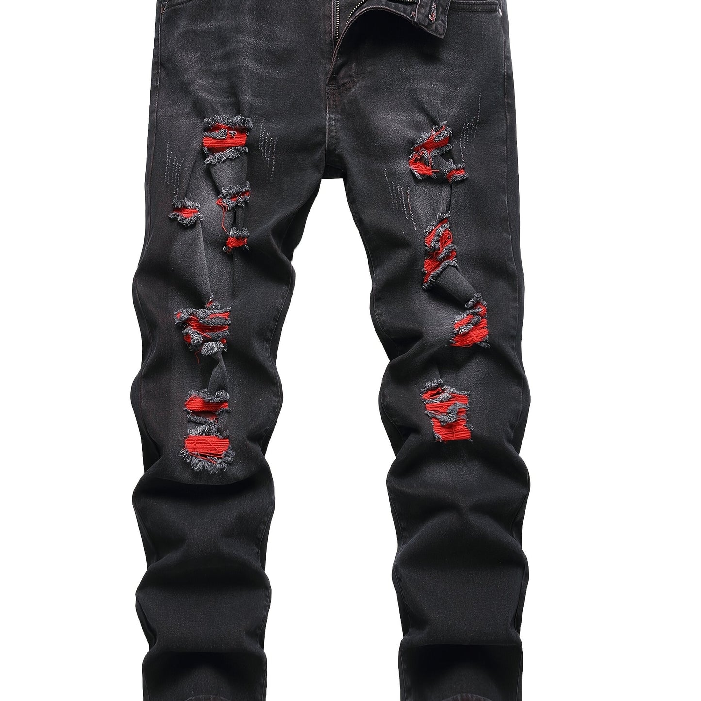 Men's Jeans Slim Stretch Hole Long Pants