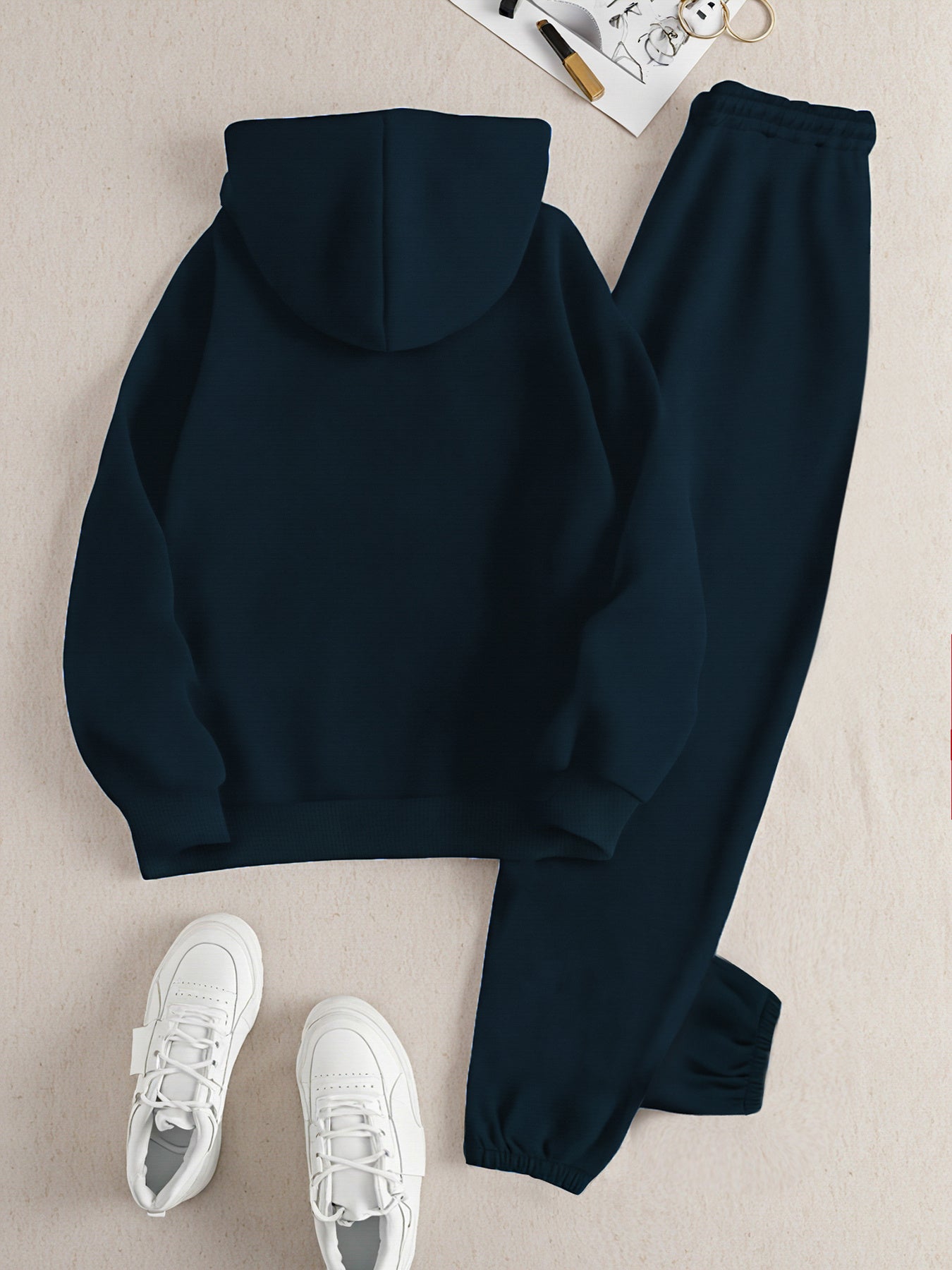 2025 Autumn Winter New Arrival, Halloween Horror Pattern Hoodie and Sweatpants Set, Casual Style, with Pockets, for Women, Fall/Winter Collection, Halloween Costume|Casual Style Hoodie|Pocketed Hoodie, Halloween Costume Set,