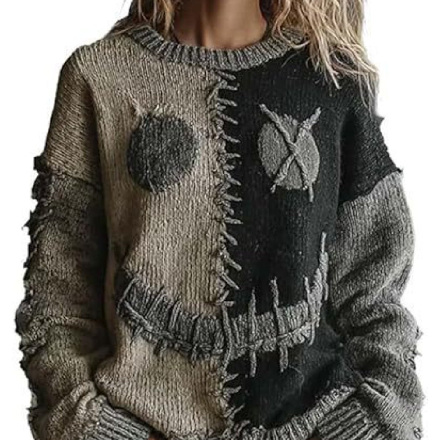 Plus Size - Women'S Thick Sweater Sweater - Oversized Loose Fit Round Neck Long Sleeve Winter Warm Sweater with Cat Ear & Paw Print Design, Cozy Casual Pullover Sweater for Fall Winter, Soft Anti- Fabric (Grey) - Easy Care Ha