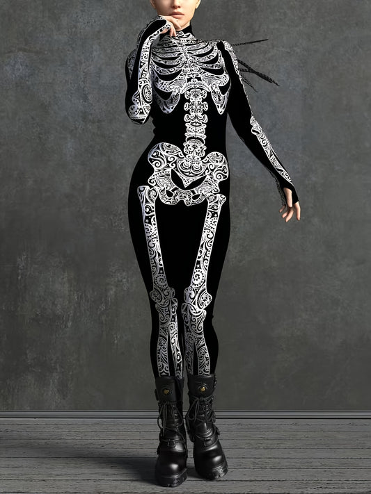 Women's Gothic Full-Length Outfit - Elegant Gothic full-body costume with Zip-Up Front, Full-Length Pants - Machine Washable Formal & Costume Party Attire for Themed Events, Casual Attire - Victorian Vampire, Dark Fantasy Clo