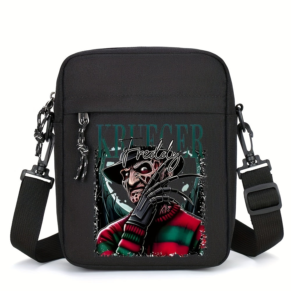 HUOHUO Men'S Oxford Crossbody Bag - Adjustable Strap, Black with White & Red Graphic Design, Perfect for Daily Commute & Street Style, Casual Shoulder Bag|Stylish Crossbody|Durable Oxford Material, Clown Bag, Red/crossbody/ba