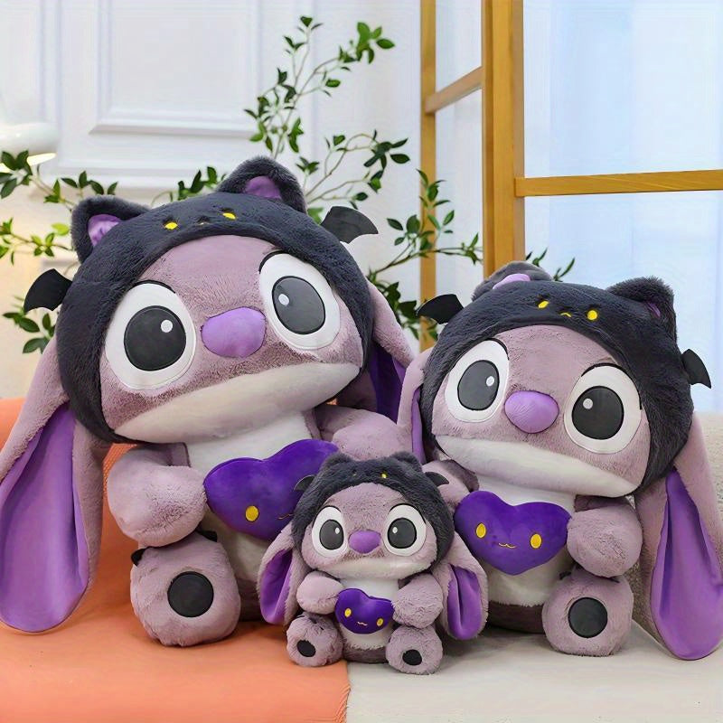 1pc Dark Devil Stitch Halloween Plush Toy - Purple Demon Anime Statue with Heart-Shaped Design, Cute Cartoonish Plush for Teens, Perfect Gift for Halloween, Christmas, Valentine's Day, Dorm & Car Decor
