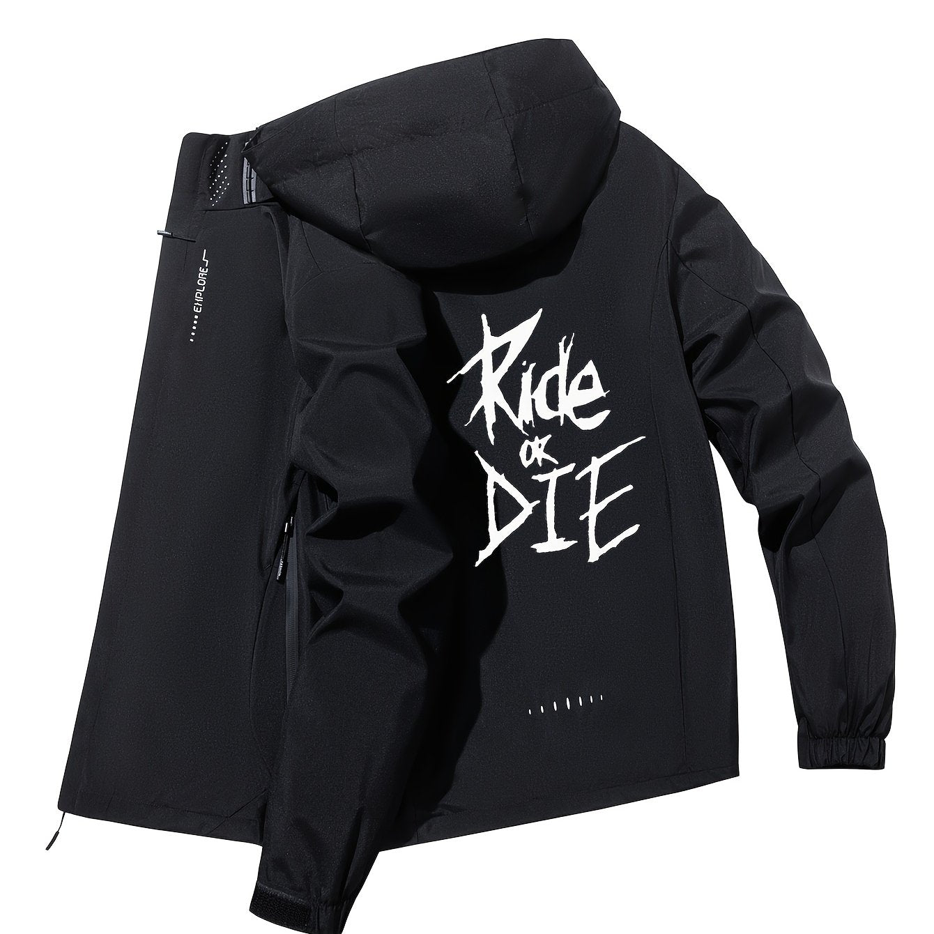 Women's Windproof Breathable Motorcycle/Outdoor Windbreaker Jacket with Removable Hood & "Ride or Die" Logo - Full-Zip Casual Coat for,, Training, Motorcycling Gear (Spring/Autumn), Training Jacket Women, Fall Jacket Women