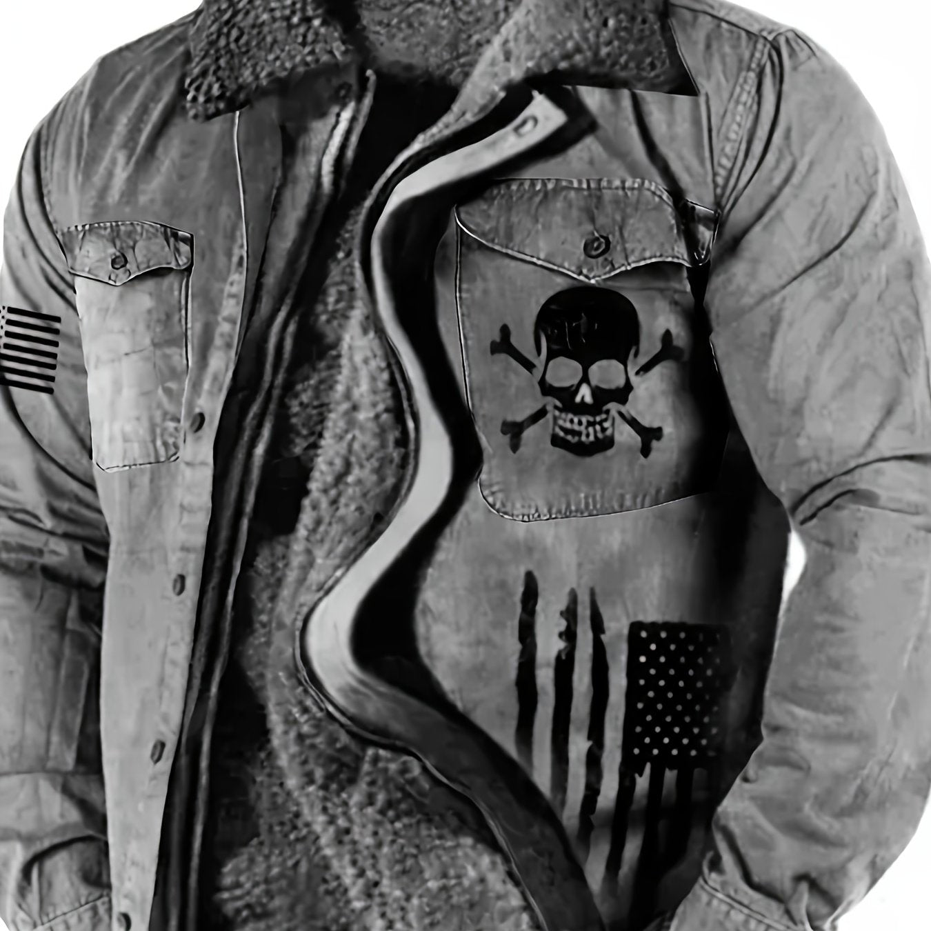 Men's Gothic Skull & Biker Jacket - Heavy-Duty Winter Coat with Full-Zip Front, Thermal Lining - Machine Washable Outerwear for Motorcycle Riding, Casual & Formal Events - Purple & Black Gothic Style Jacket with Skull Print,