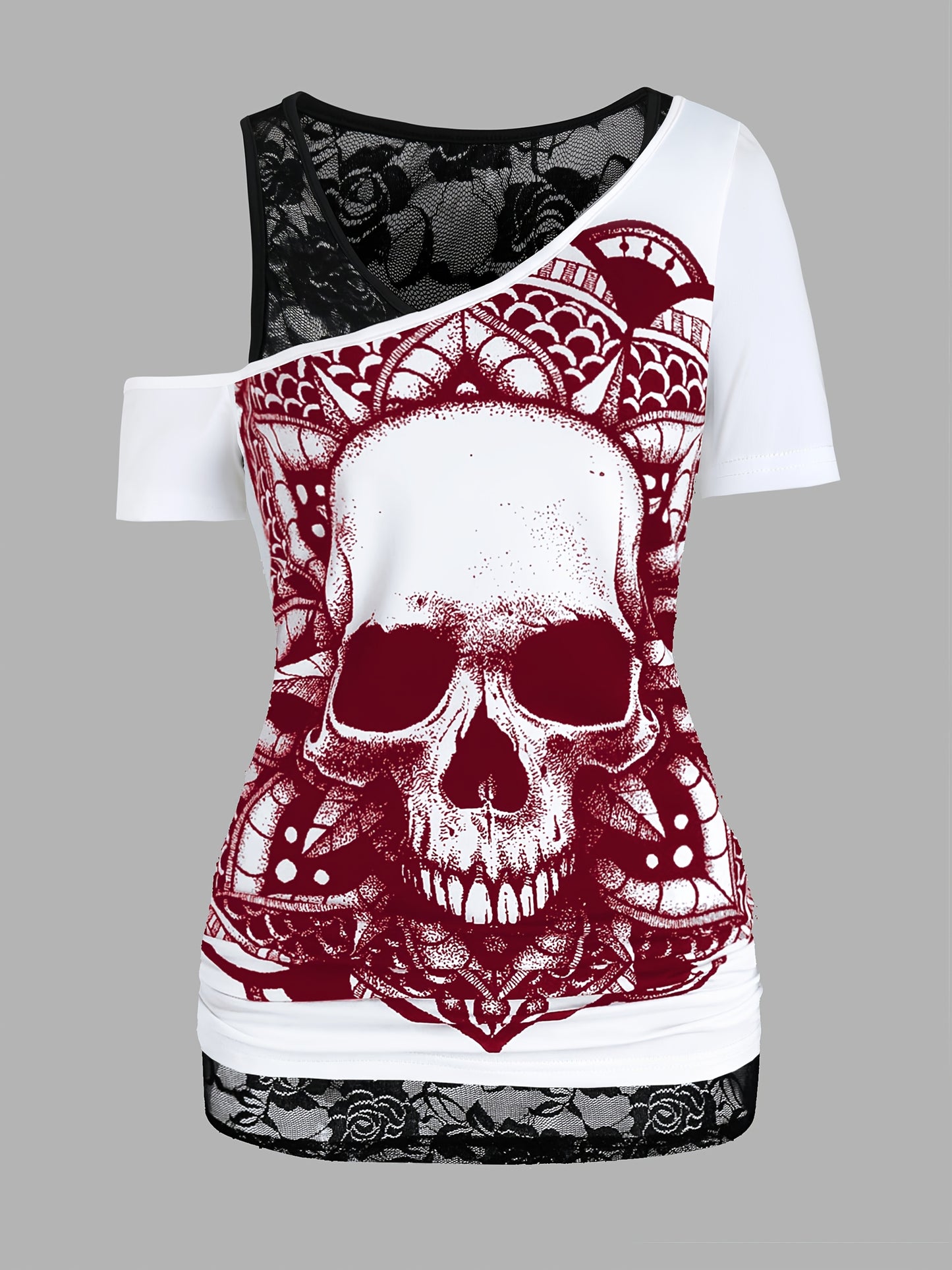 Dark Patterned Lace Two-Piece T-Shirt - Targeted Development for Stylish Casual Wear