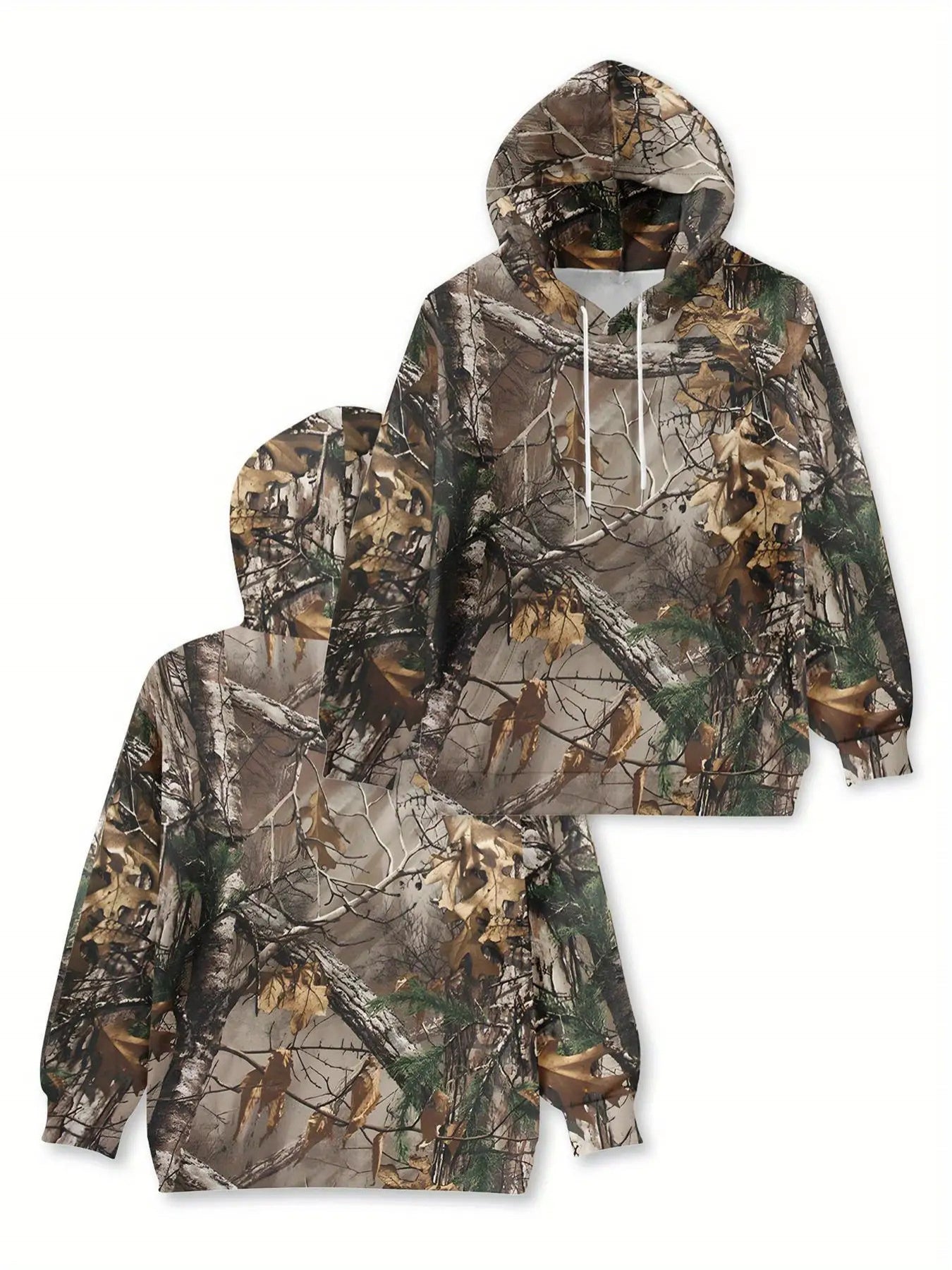 Women's Full-Coverage Camouflage Hooded Sweatshirt - Stretch Pullover Hoodie with Drawstring Hood & Long Sleeves, All-Season Outdoor Hunting & Hiking Apparel, Breathable Tactical Fashion Clothing in Green/Brown/Black/Gray/Bei