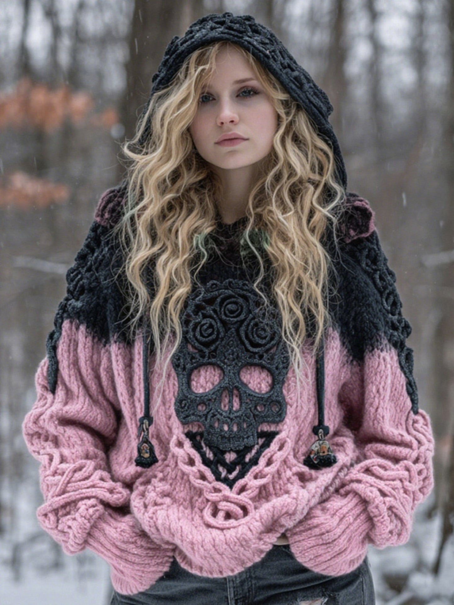 Oversized Gothic Hooded Sweater