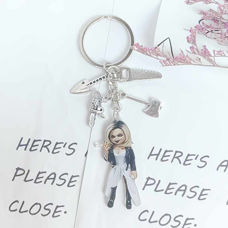 1pc Horror Female Character Keychain, Suitable for Backpack Buckle, Keychain Wallet Pendant Cute Portable Pendant Car Keychain Pendant, Perfect Gift for Women Horror Lovers