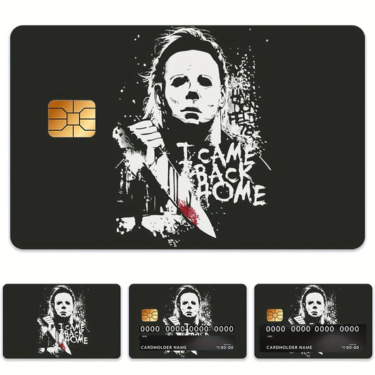 [Halloween Card Skin] 3pcs Halloween Michael Myers I'M Home Series Credit Card Skin, Debit Card Sticker, 1pc Spare
