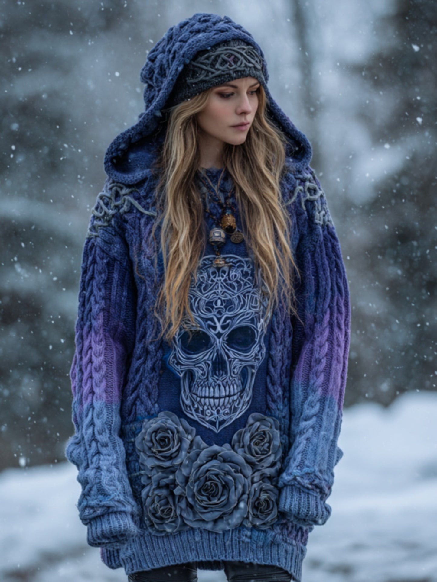 Oversized Gothic Hooded Sweater