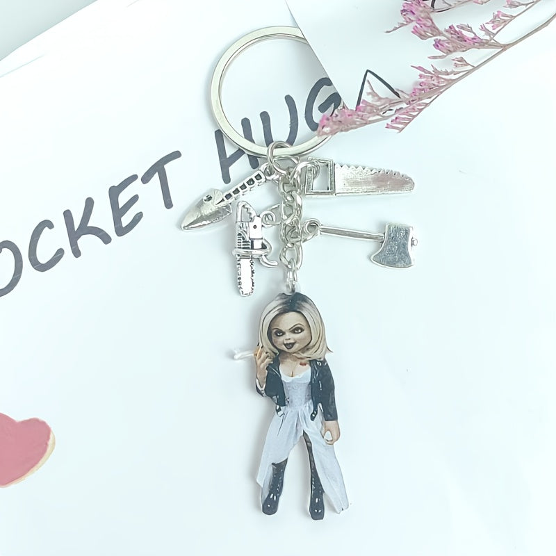 1pc Horror Female Character Keychain, Suitable for Backpack Buckle, Keychain Wallet Pendant Cute Portable Pendant Car Keychain Pendant, Perfect Gift for Women Horror Lovers