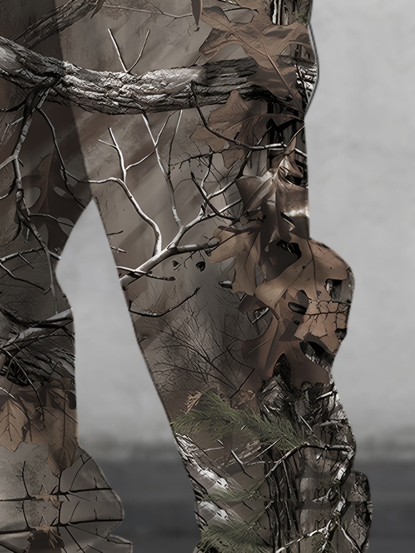 [3D Camo Hunting Pants] Polyester Blend Men's 3D Camo Hunting Pants with Drawstring & Pockets | Stylish Jogger Sweatpants, All-Over Print, Casual Outdoor Wear for Hiking & Hunting