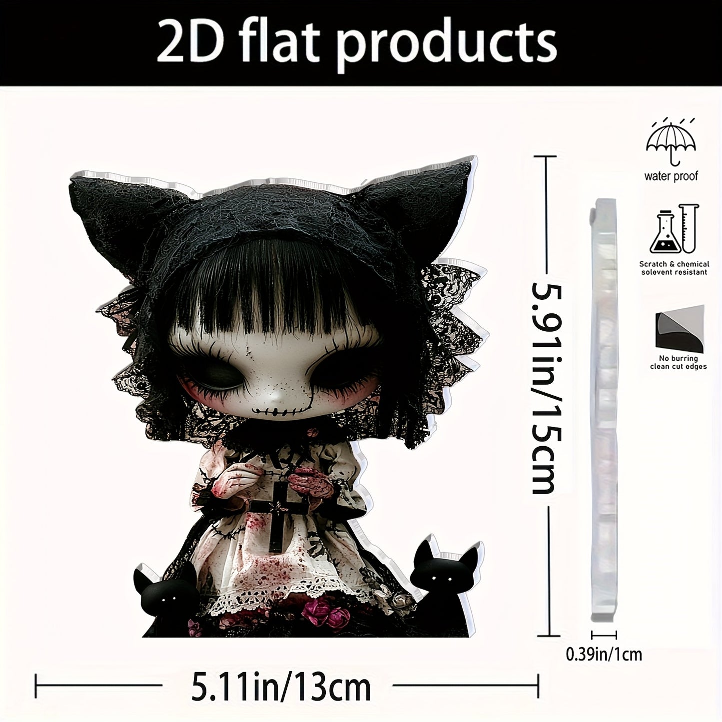 2D Flat, 1pc Gothic Horror Theme Acrylic Desktop Decoration - 5.91"x5.11" Spooky Halloween Decor with Intricate Lace & Skull Design, Battery-Free Haunting Art for Home, Office, Bar, Cafe - Unique Gift for Halloween Party, 2D