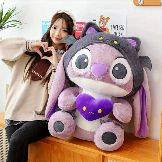 1pc Dark Devil Stitch Halloween Plush Toy - Purple Demon Anime Statue with Heart-Shaped Design, Cute Cartoonish Plush for Teens, Perfect Gift for Halloween, Christmas, Valentine's Day, Dorm & Car Decor