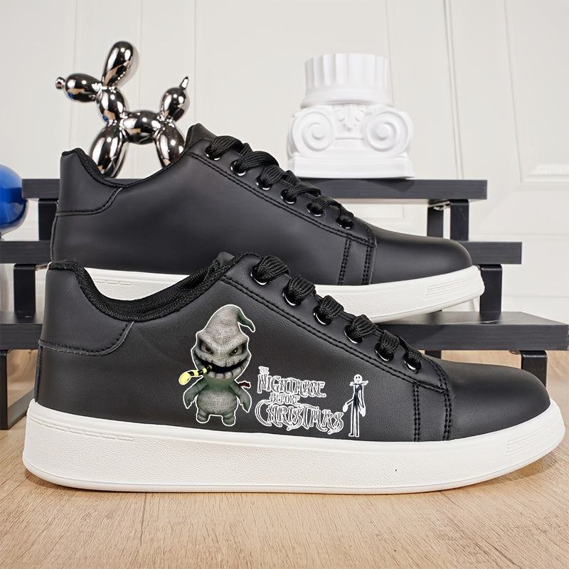 [Christmas Jack Skellington] Christmas Jack Skellington Sneakers - Black Casual Slip-On Shoes | Lightweight, All-Season Comfort, Ideal for Couples and Groups, Festive Gift Idea, Playful Design, Comfortable Footwear