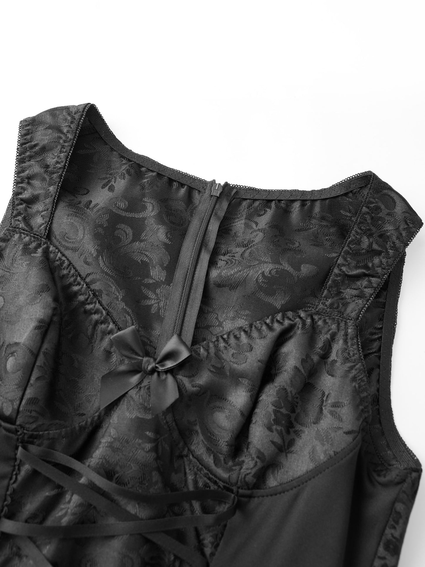 Women's Gothic Victorian-Inspired Y2K Corset Bodysuit with Lace Veil & Flower Headband Set - Sleeveless Tight-Fitting Costume with Ruffled Neckline & Thigh-High Hem for Day of the Dead, Halloween, Themed Parties - Machine Was