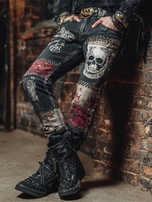 Women's Glow in The Dark Skeleton Jeans - 3D /Blacklight Reactive Light Up Bone & Skull Print, High Waisted Stretch Skinny Denim Pants for Gothic Rave Party Outfits, Nightclub Wear & Year-Round Costume
