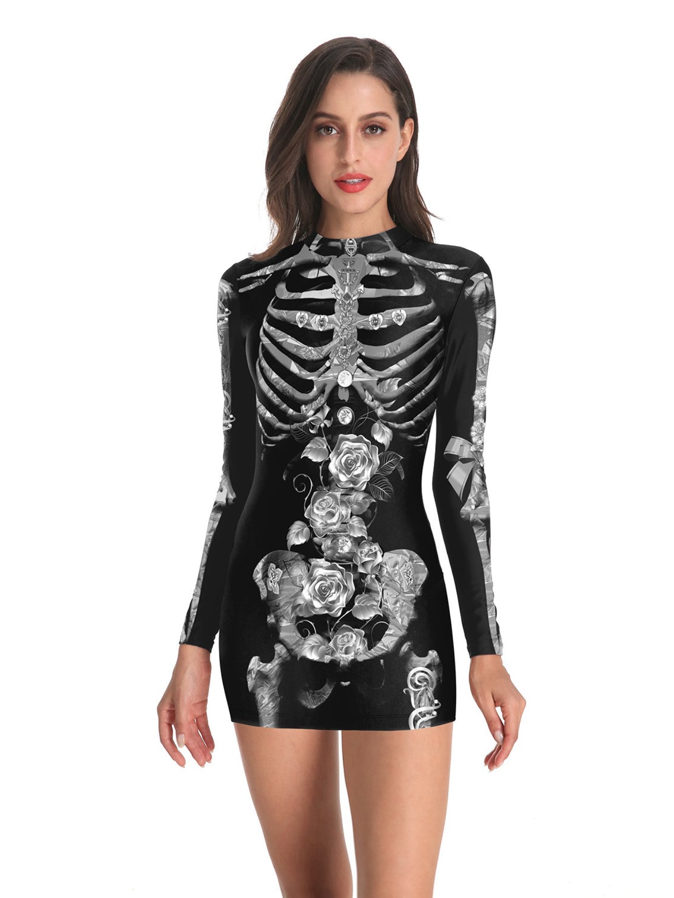 Women's Sexy Nurse Costume - Glow in The Dark Cross Uniform, Stretchy Bodycon Dress with White Cross & Red Print, Hand Washable Role Play Outfit for Halloween, Themed Parties & Cosplay (Adults)
