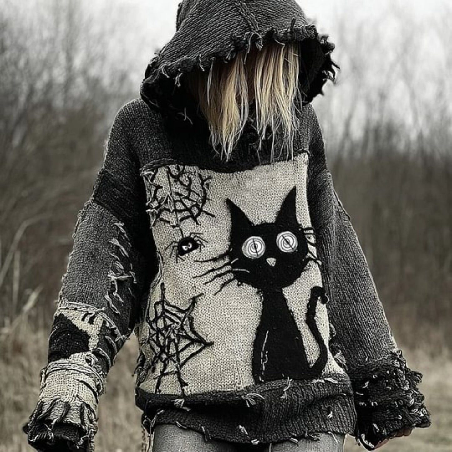 Oversized Gothic Hooded Sweater