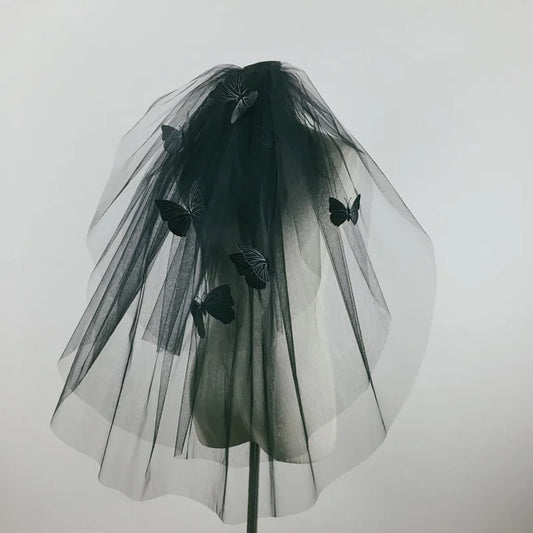 Gothic Black Veil for Halloween, Bride Taking Pictures, Bridal Catwalk, Retro Butterfly, Party Decoration, Hair Accessories