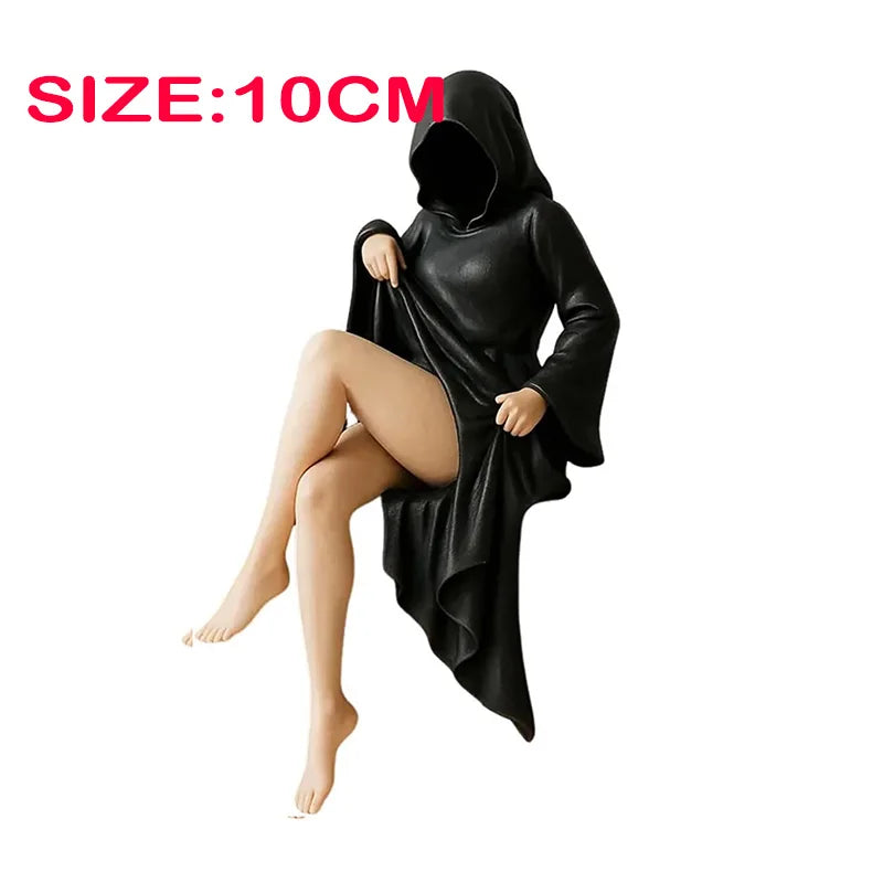 8/10/15CM Gothic Statue Sitting Resin Ornaments Mysterious Bookshelf Sculptures Ghost Black Horror Robe Desktop Home Room Decor