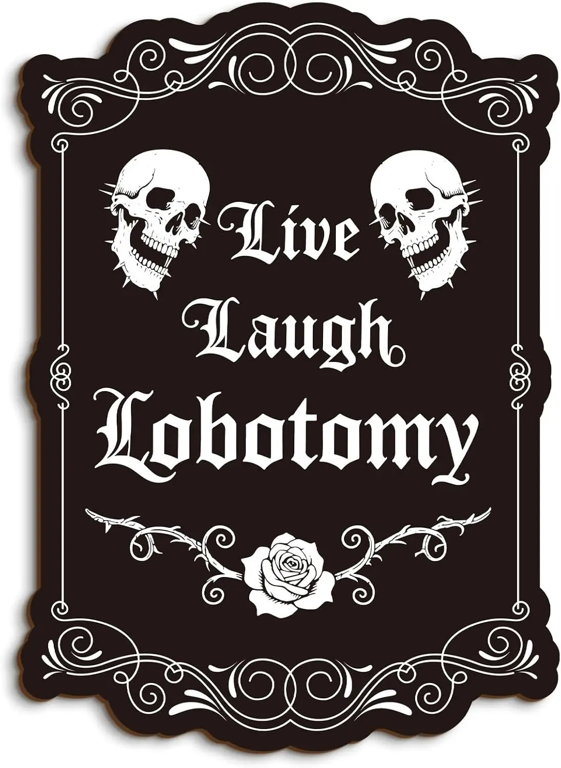 Gothic Bathroom Wall Art – 'Please Do Not Summon Demons' Funny Spooky Sign, Occult Wooden Hanging Decor for Dark Humor Lovers