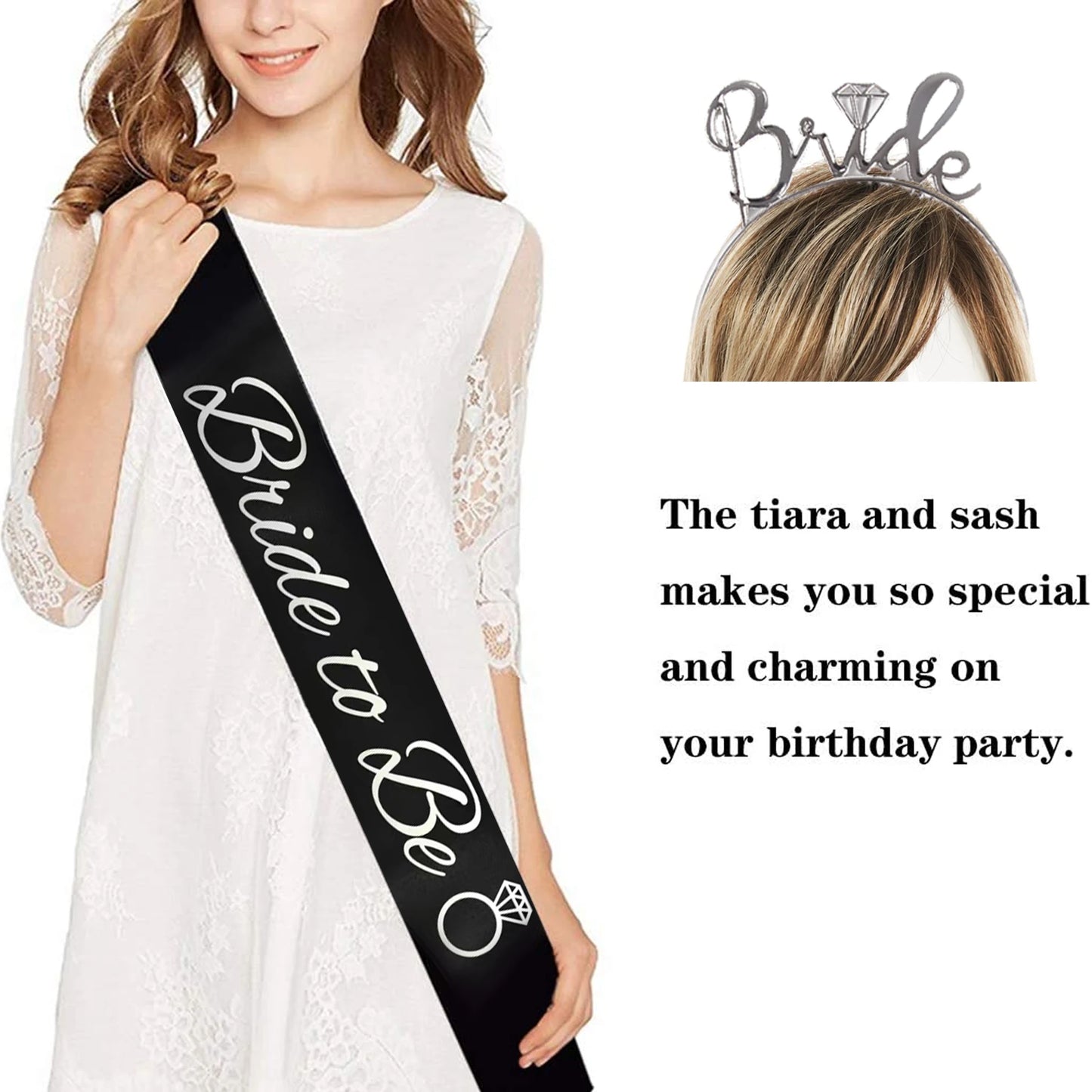 Goth Black White BRIDE OR DIE Bachelorette Bridal Shower Party Decorations, Diamond Ring Disco Balloons Garland Foil Curtains