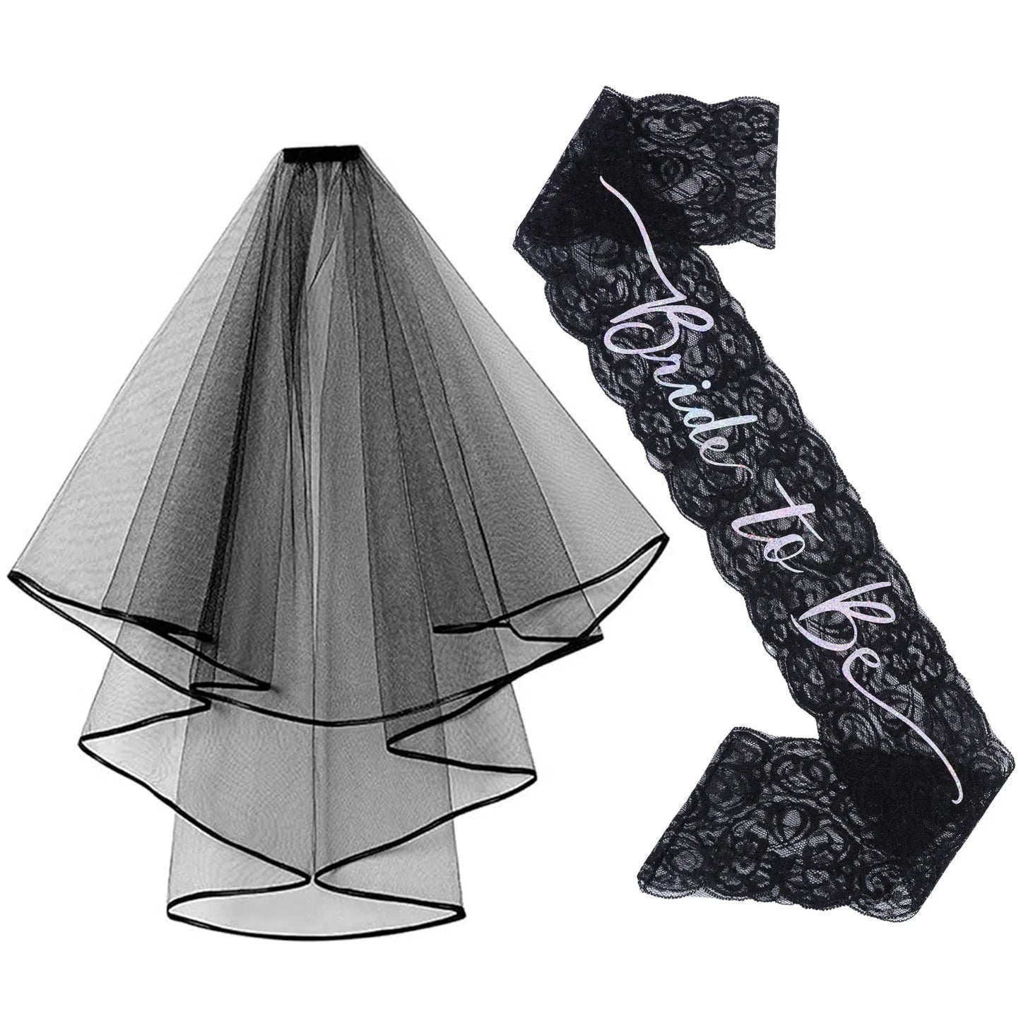 Women Girl Halloween Ghost Bride Black Wedding Crown Set Gothic Style Party Holiday DIY Decorations