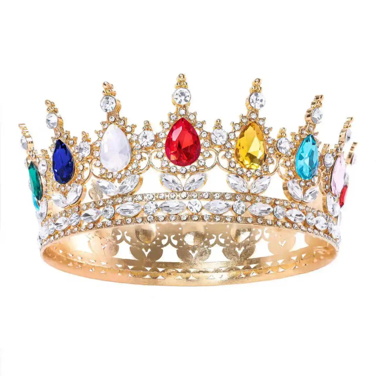 Baroque Round Wedding Crown Bridal Pageant Rhinestone Crystal Tiaras Crown Molding Headpieces For Queens and King