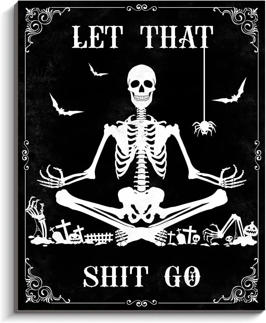 Gothic Bathroom Wall Art – 'Please Do Not Summon Demons' Funny Spooky Sign, Occult Wooden Hanging Decor for Dark Humor Lovers
