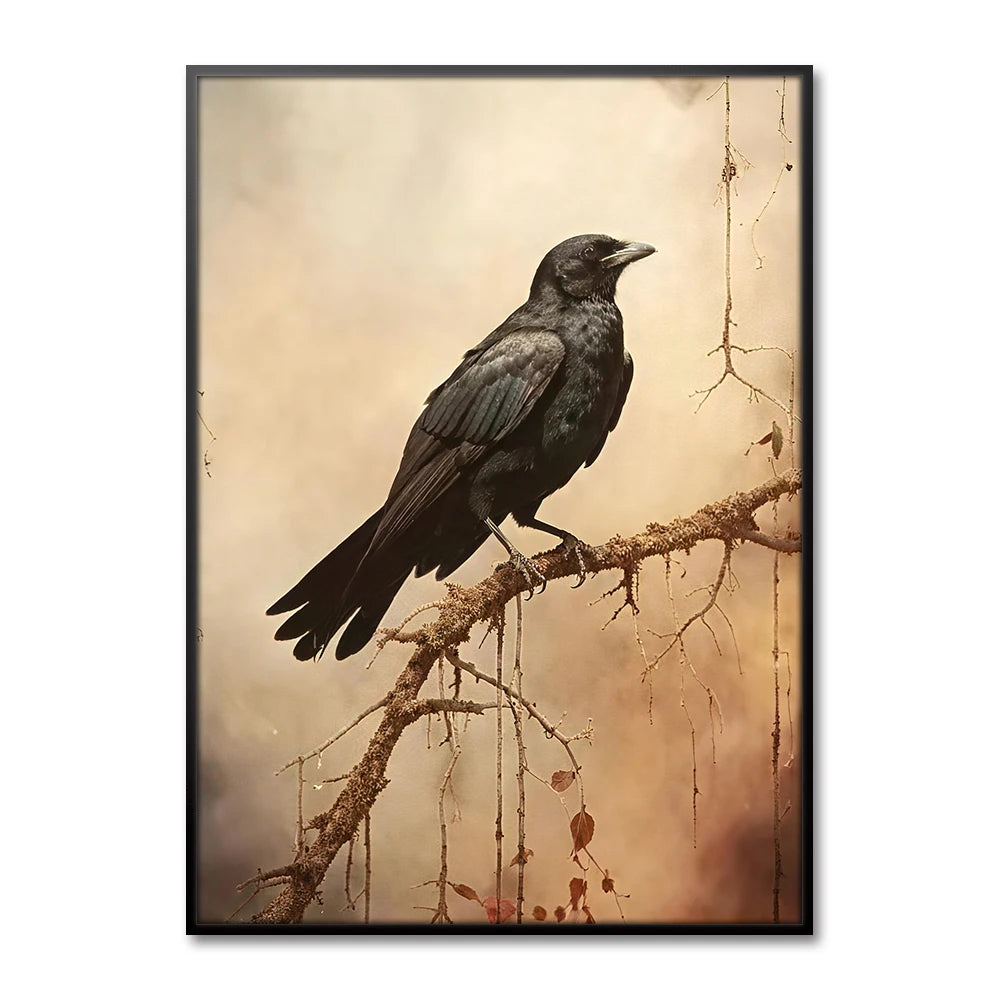 Gothic Halloween Decor Wall Art Painting Abstract Dark Castle Crow Ghost Print Canvas Art Poster for Halloween Party Decor