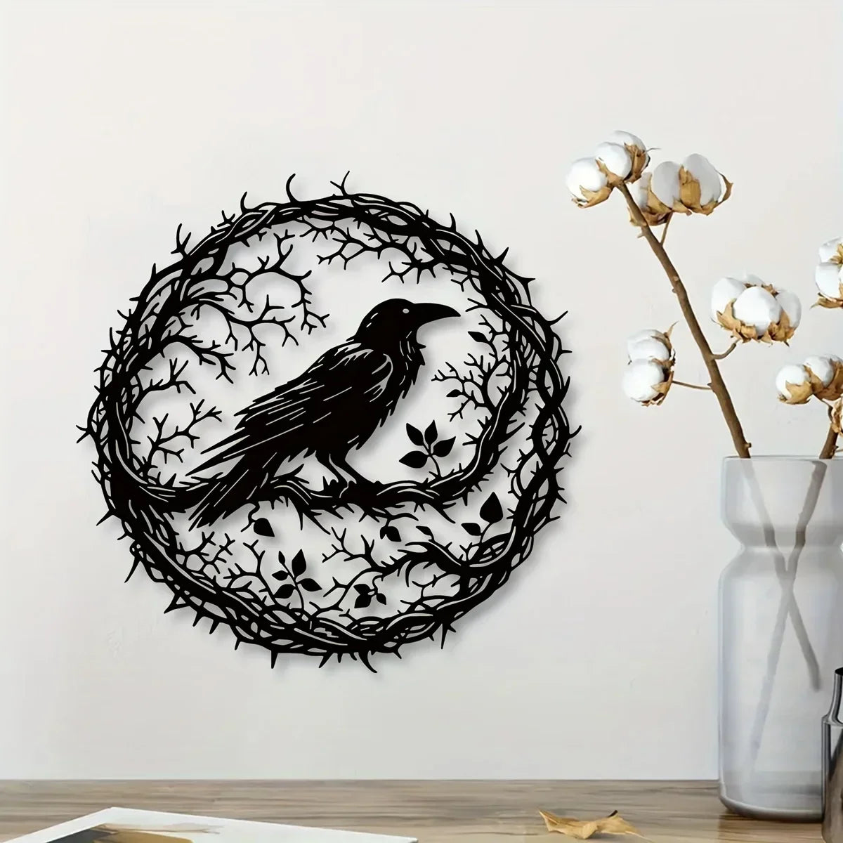 Gothic Artwork, Metal Raven Wall Art, Birds On Branch Wall Decor, Gothic Raven, Metal Crow Wall Sign,Iron Art, Wall decoration