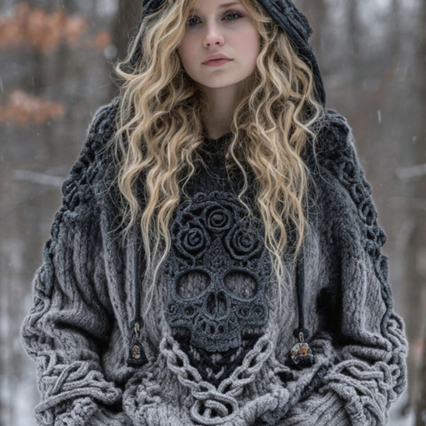 Oversized Gothic Hooded Sweater