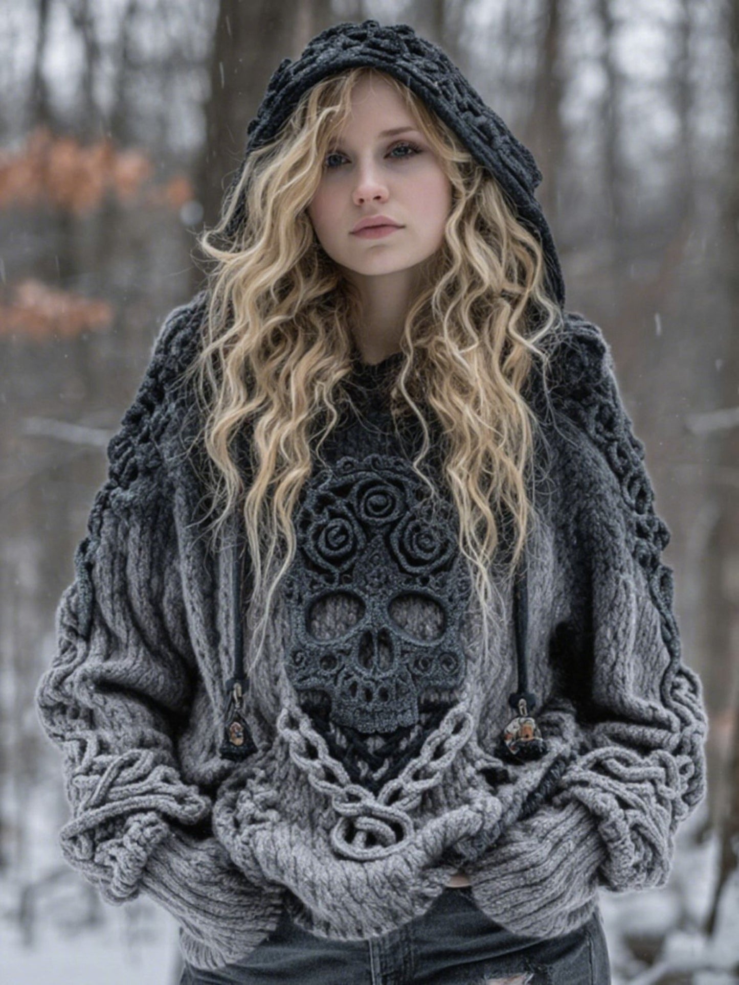 Oversized Gothic Hooded Sweater