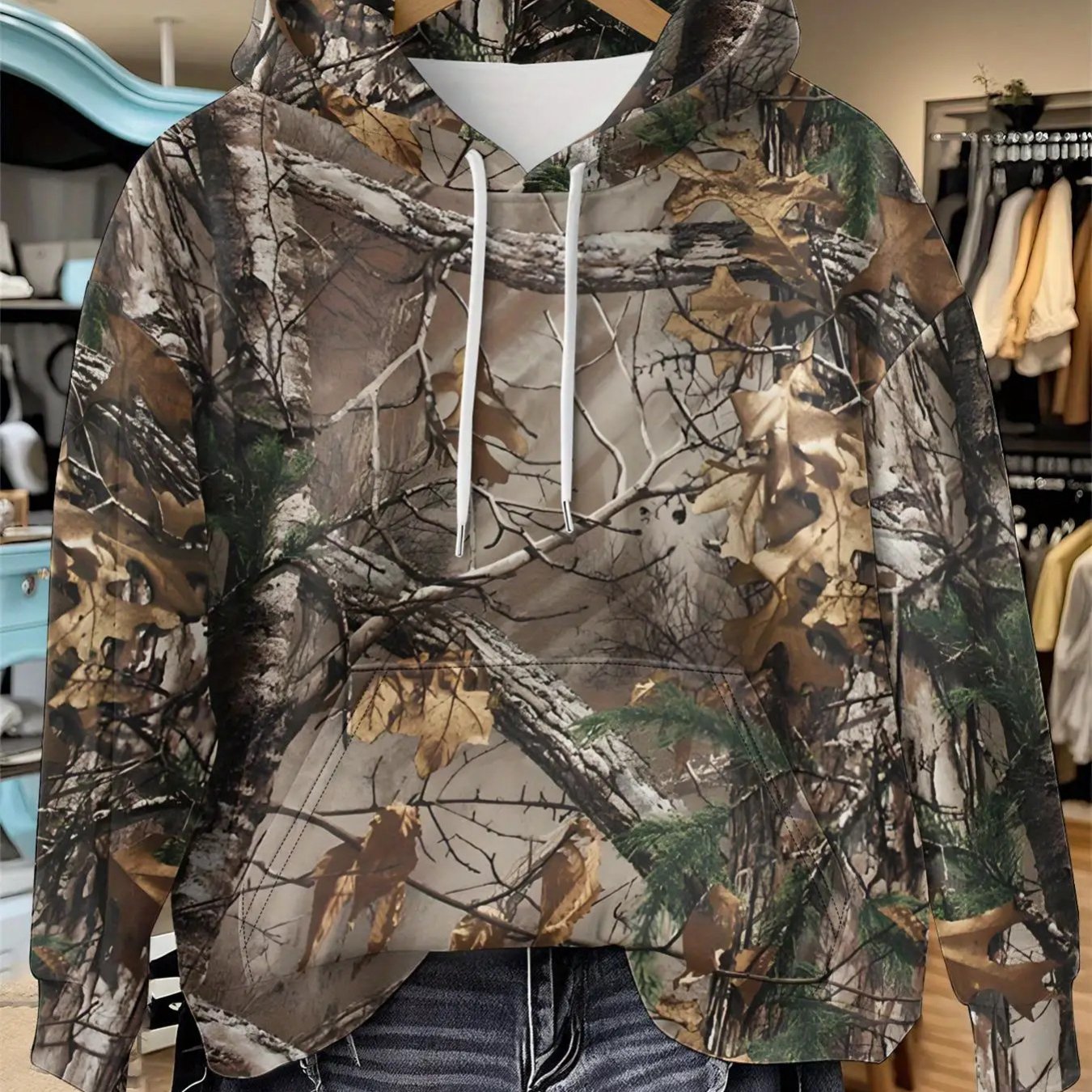 Women's Full-Coverage Camouflage Hooded Sweatshirt - Stretch Pullover Hoodie with Drawstring Hood & Long Sleeves, All-Season Outdoor Hunting & Hiking Apparel, Breathable Tactical Fashion Clothing in Green/Brown/Black/Gray/Bei