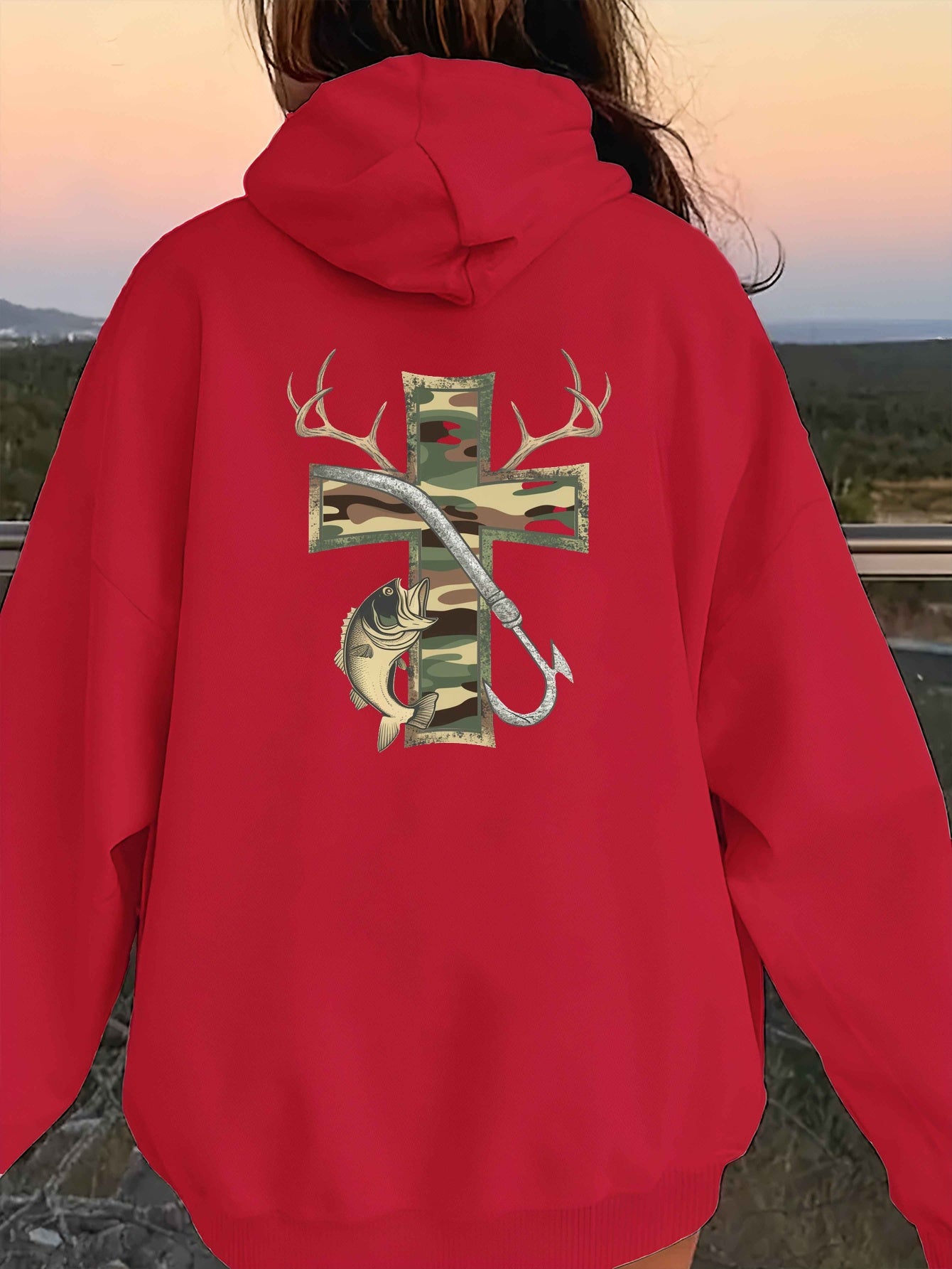 Teediy Cross with Camouflage Pattern Women'S Casual Hoodies