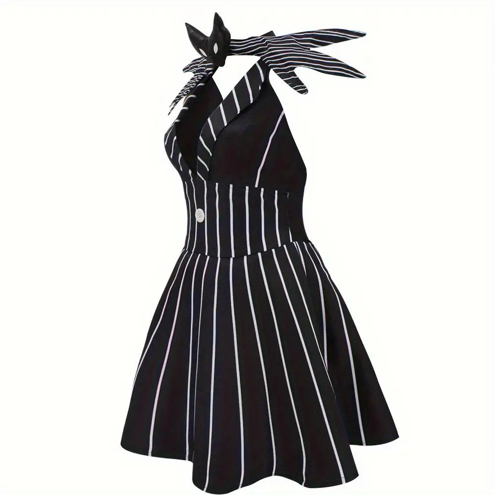 Jack Skellington Costume, Nightmare Before Christmas Item, Women'S Halloween Costume, Official Licensed Disney, Polyester Full Makeup & Party Dress, Tim-inspired Gothic Look, Complete Set For Halloween Parties, Cosplay Events