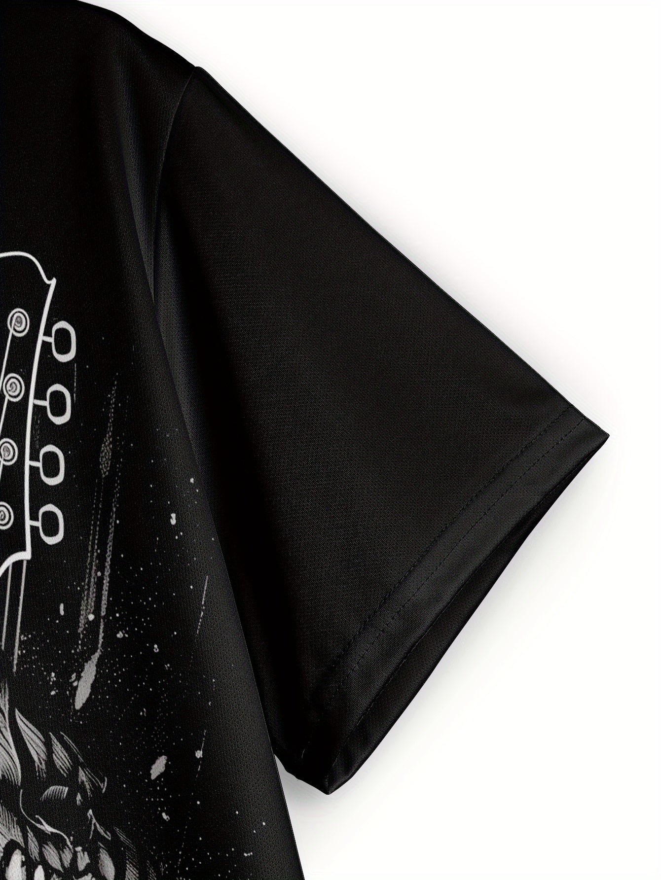 [RED SPY Rock T-Shirt] RED SPY Men's Rock Graphic T-Shirt - Black & White Skull Guitar Tee, Regular Fit Short Sleeve, Machine Washable, Hot Transfer Print, Concerts, Casual, Weekend, Edgy, Comfortable, Printed, Young Adults