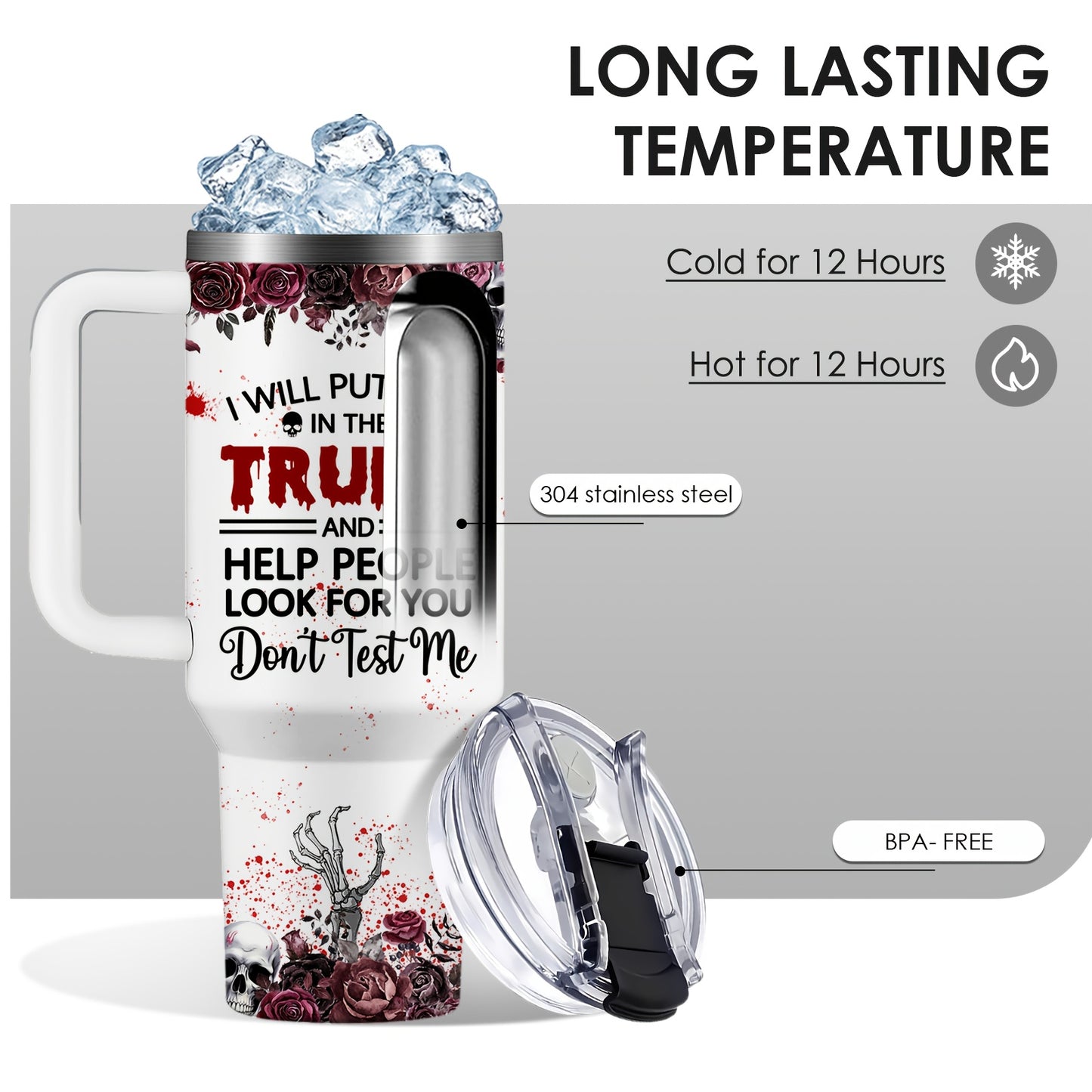1pc Horror Cat Coffee Mug, Halloween Stainless Steel Insulated Cups 40oz, Halloween Cat Cups with Lids And Straws, Halloween Coffee Cups, Large Capacity Coffee Cup, Stainless Steel Insulated Cup with Handle, Horror Cat Cup, W