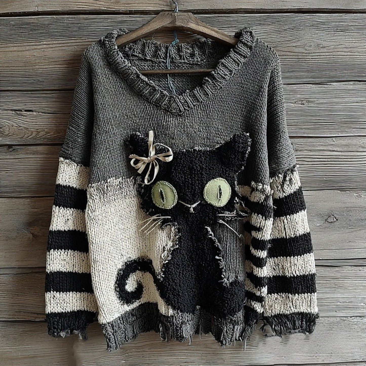 Plus Size - Women'S Thick Sweater Sweater - Oversized Loose Fit Round Neck Long Sleeve Winter Warm Sweater with Cat Ear & Paw Print Design, Cozy Casual Pullover Sweater for Fall Winter, Soft Anti- Fabric (Grey) - Easy Care Ha