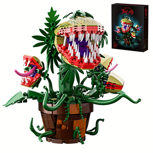 629pcs Of Popular Movie Piranha Plant Audrey II 2 Model Puzzle Building Block Set Horror Flower Shop Decorative Gift Handmade DIY Craft Kit Durable ABS Material Halloween Christmas Gift, Horror Decor, Holiday Gift, Detailed M